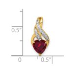 10k Diamond and Created Ruby Polished Heart Pendant - Image 4
