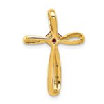 14k and White Rhodium 4mm Square Lab Created Ruby and Diamond Cross Omega Slide - Image 3