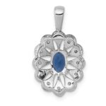 14k White Gold 1/6 carat Diamond and .57 Sapphire Fancy Pendant - Image 3