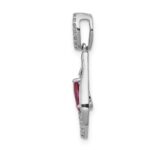 14k White Gold 1/10 carat Lab Grown Diamond VS/SI+ G+ and Lab Created Ruby Dangle Pendant - Image 2