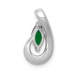 14k White Gold Diamond and Marquise Emerald Teardrop Chain Slide - Image 3