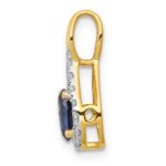 14k Diamond and Oval Sapphire Teardrop Halo Pendant - Image 2