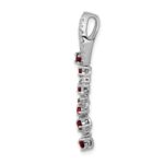 14k White Gold 1/5 carat Lab Grown Diamond VS/SI+ G+ and Lab Created Ruby Slide Pendant - Image 2