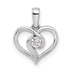 14k White Gold 1/10 carat Lab Grown Diamond VS/SI+ G+ Complete Heart Pendant