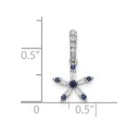 14k White Gold Blue Sapphire and Diamond Star Pendant - Image 4
