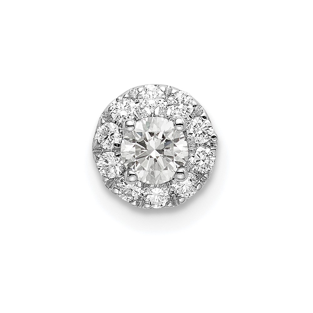 PM6635-033-WAA.jpg 14k White Gold 1/3 carat Lab Grown Diamond VS/SI+ G+ Round Halo Chain Slide Pendant - Image 1