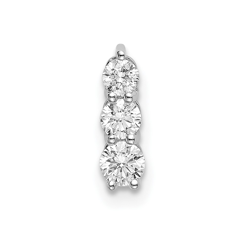 PM6637-025-WAA.jpg 14k White Gold 1/4 carat Lab Grown Diamond VS/SI+ G+ Three Stone Chain Slide Pendant - Image 1