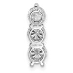 14k White Gold 1 carat Lab Grown Diamond VS/SI+ G+ Three Stone Chain Slide Pendant - Image 3