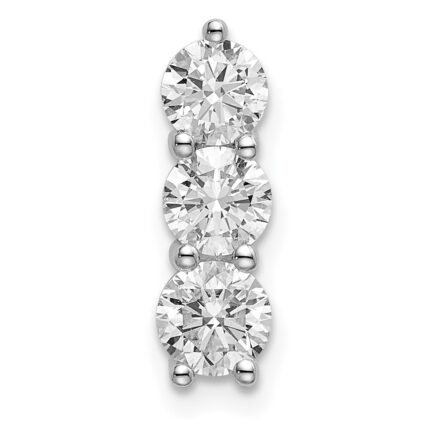 14k White Gold 1 carat Lab Grown Diamond VS/SI+ G+ Three Stone Chain Slide Pendant
