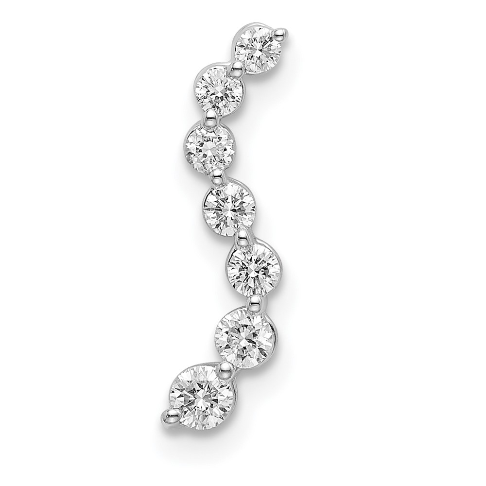 PM6638-025-WAA.jpg 14k White Gold 1/4 carat Lab Grown Diamond VS/SI+ G+ Seven Stone Curved Bar Chain Slide Pendant - Image 1
