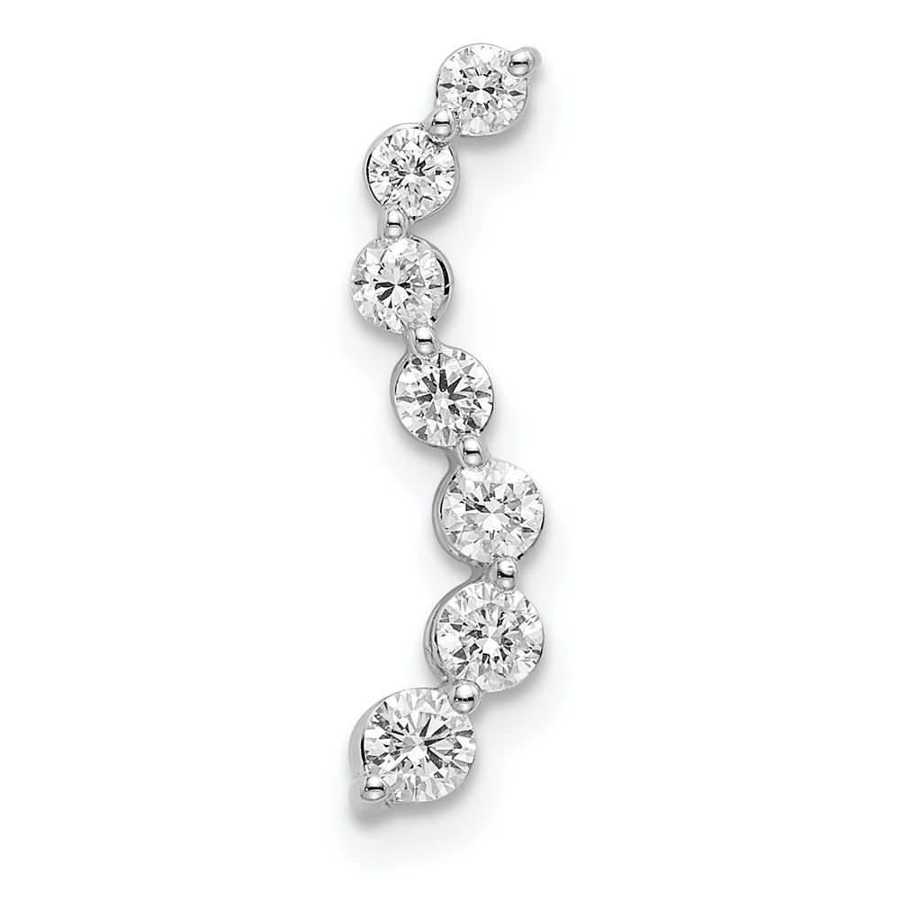 PM6638-033-WAA.jpg 14k White Gold 1/3 carat Lab Grown Diamond VS/SI+ G+ Seven Stone Curved Bar Chain Slide Pendant - Image 1