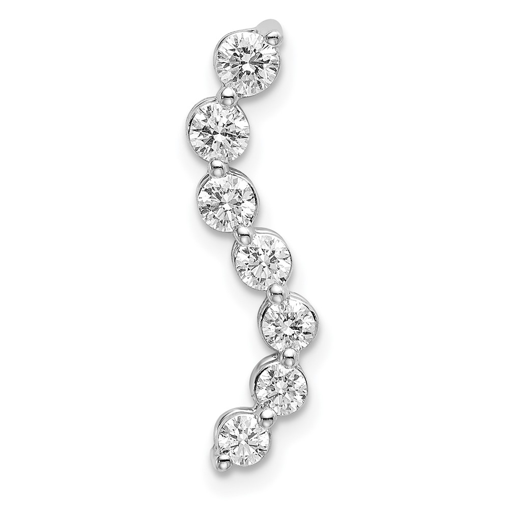 PM6638-050-WAA.jpg 14k White Gold 1/2 carat Lab Grown Diamond VS/SI+ G+ Seven Stone Curved Bar Chain Slide Pendant - Image 1
