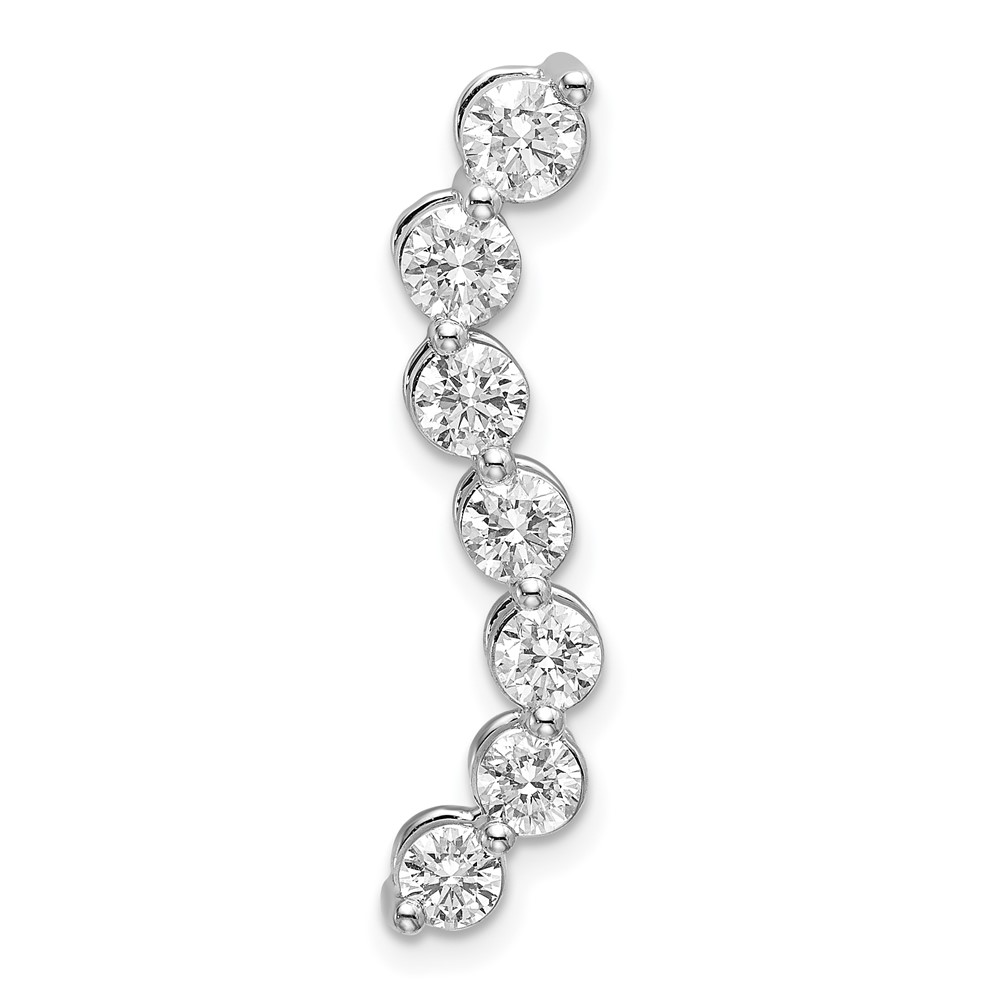 PM6638-100-WAA.jpg 14k White Gold 1 carat Lab Grown Diamond VS/SI+ G+ Seven Stone Curved Bar Chain Slide Pendant - Image 1