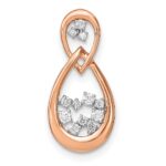 14k Rose Gold 1/8 carat Lab Grown Diamond VS/SI+ G+ Double Teardrop Chain Slide Pendant