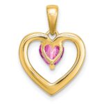 14k Pink Sapphire and Diamond Heart Pendant - Image 4