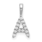 14k White Gold 1/8 carat Lab Grown Diamond VS/SI+ G+ Complete Letter A Initial Pendant
