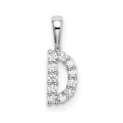14k White Gold 1/10 carat Lab Grown Diamond VS/SI+ G+ Complete Letter D Initial Pendant