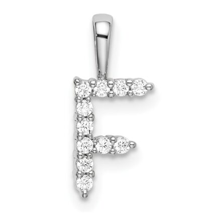 14k White Gold 1/8 carat Lab Grown Diamond VS/SI+ G+ Complete Letter F Initial Pendant
