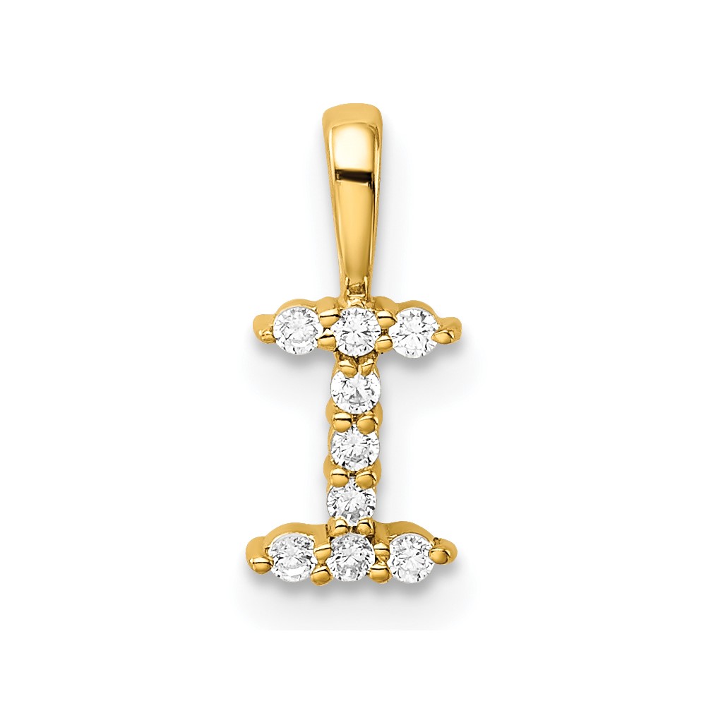 PM6988I-009-YAA.jpg 14k 1/10 carat Lab Grown Diamond VS/SI+ G+ Complete Letter I Initial Pendant - Image 1
