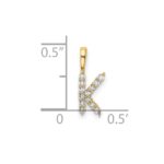 14k 1/8 carat Lab Grown Diamond VS/SI+ G+ Complete Letter K Initial Pendant - Image 4