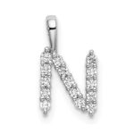 14k White Gold 1/6 carat Lab Grown Diamond VS/SI+ G+ Complete Letter N Initial Pendant