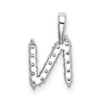 14k White Gold 1/6 carat Lab Grown Diamond VS/SI+ G+ Complete Letter N Initial Pendant - Image 3