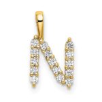 14k 1/6 carat Lab Grown Diamond VS/SI+ G+ Complete Letter N Initial Pendant