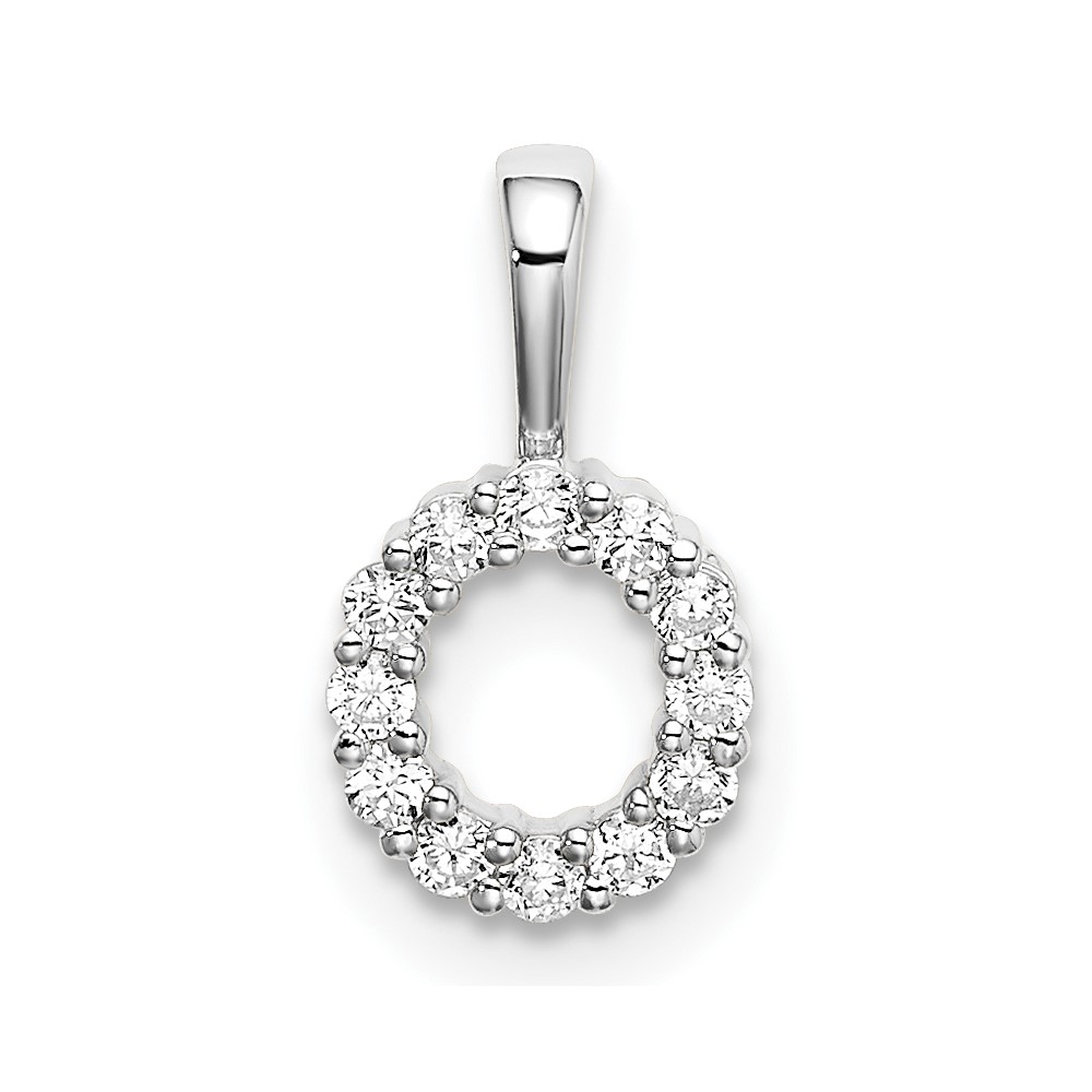 PM6988O-012-WAA.jpg 14k White Gold 1/8 carat Lab Grown Diamond VS/SI+ G+ Complete Letter O Intitial Pendant - Image 1