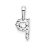 14k White Gold 1/10 carat Lab Grown Diamond VS/SI+ G+ Complete Letter P Initial Pendant - Image 3