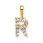 14k 1/8 carat Lab Grown Diamond VS/SI+ G+ Complete Letter R Initial Pendant