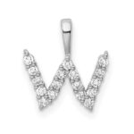 14k White Gold 1/6 carat Lab Grown Diamond VS/SI+ G+ Complete Letter W Initial Pendant