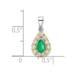 14k Two-tone Pear Emerald and Diamond Halo Pendant - Image 3