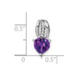 14k White Gold Heart Amethyst and Diamond Chain Slide - Image 3