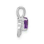 14k White Gold 5mm Heart Amethyst and Diamond Pendant - Image 2