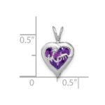 14k White Gold Amethyst and Diamond MOM Heart Pendant - Image 3