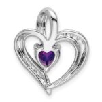 14k White Gold Amethyst and Diamond Heart Pendant - Image 4