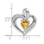 14k White Gold Citrine and Diamond Heart Pendant - Image 3