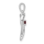 14k White Gold Garnet and Diamond Heart Pendant - Image 2