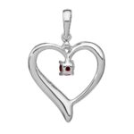 14k White Gold Garnet and Diamond Heart Pendant - Image 4