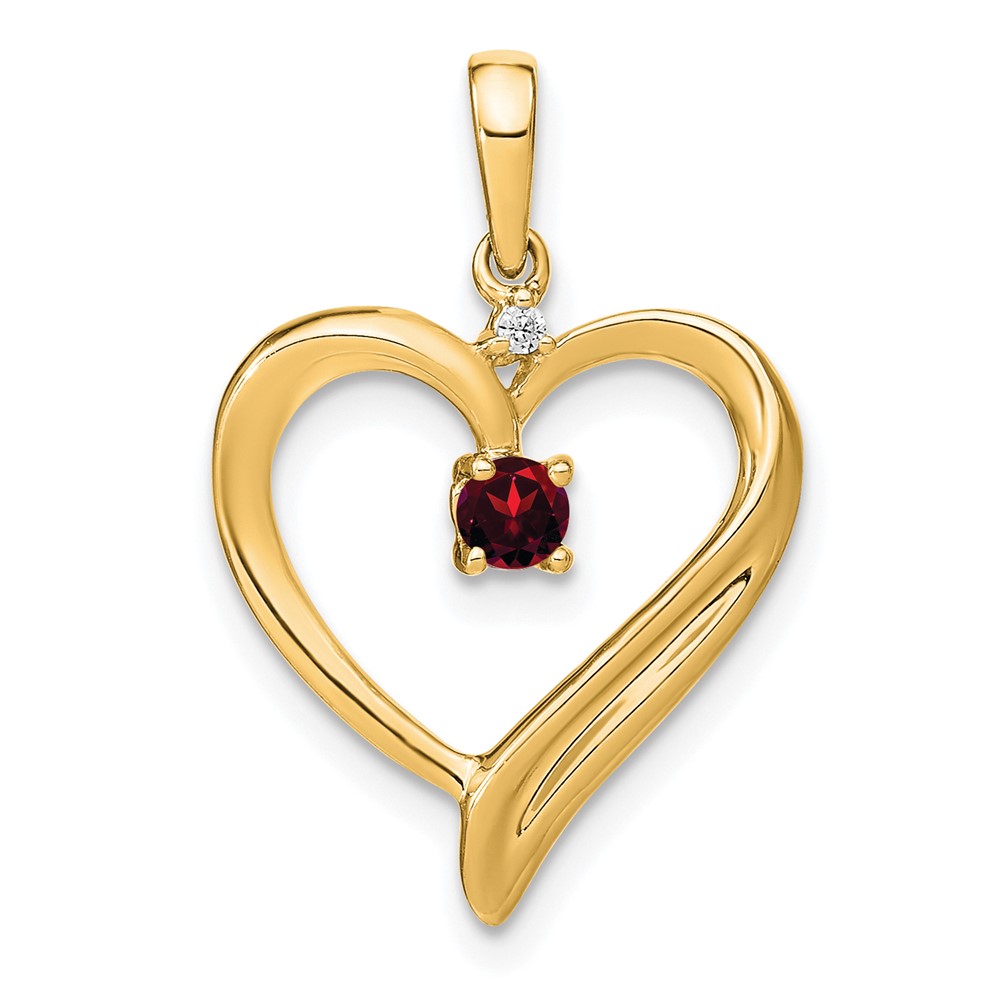 PM7005-GA-001-YA.jpg 14k Garnet and Diamond Heart Pendant - Image 1