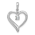 14k White Gold Lab Created Opal and Diamond Heart Pendant - Image 4