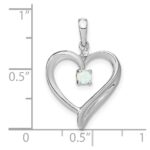 14k White Gold Lab Created Opal and Diamond Heart Pendant - Image 3