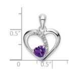 14k White Gold Amethyst and Diamond Heart Pendant - Image 3
