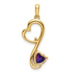 14k Amethyst and Diamond Heart Pendant - Image 4
