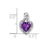 14k White Gold Amethyst and Diamond Heart Pendant - Image 3