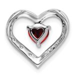 14k White Gold Garnet and Diamond Heart Chain Slide - Image 4