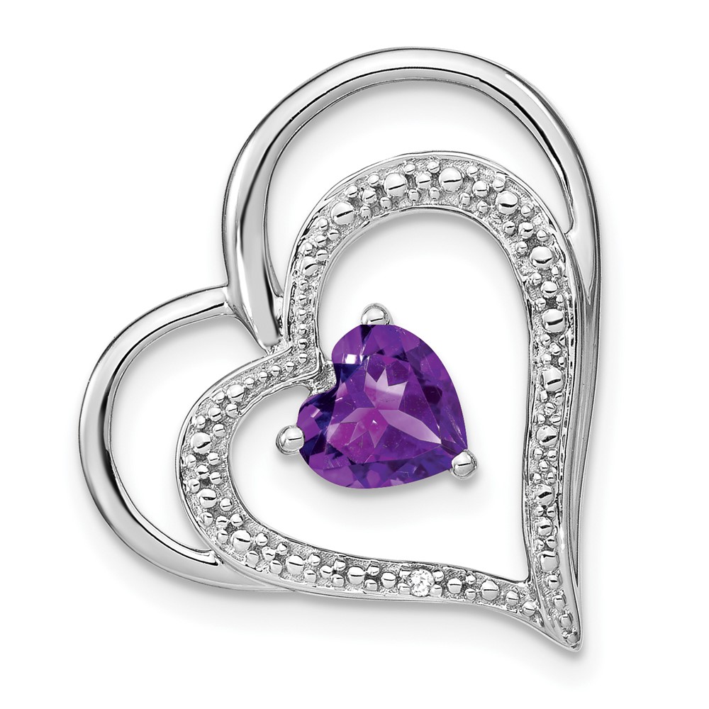 PM7024-AM-001-WA.jpg 14k White Gold Amethyst and Diamond Double Heart Chain Slide - Image 1