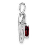 Sterling Silver Rhodium-plated Garnet and Diamond Pendant - Image 2