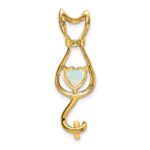 14k Lab Created Opal and Diamond Cat Chain Slide - Image 3