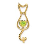 14k 6mm Heart Peridot and Diamond Cat Chain Slide - Image 4